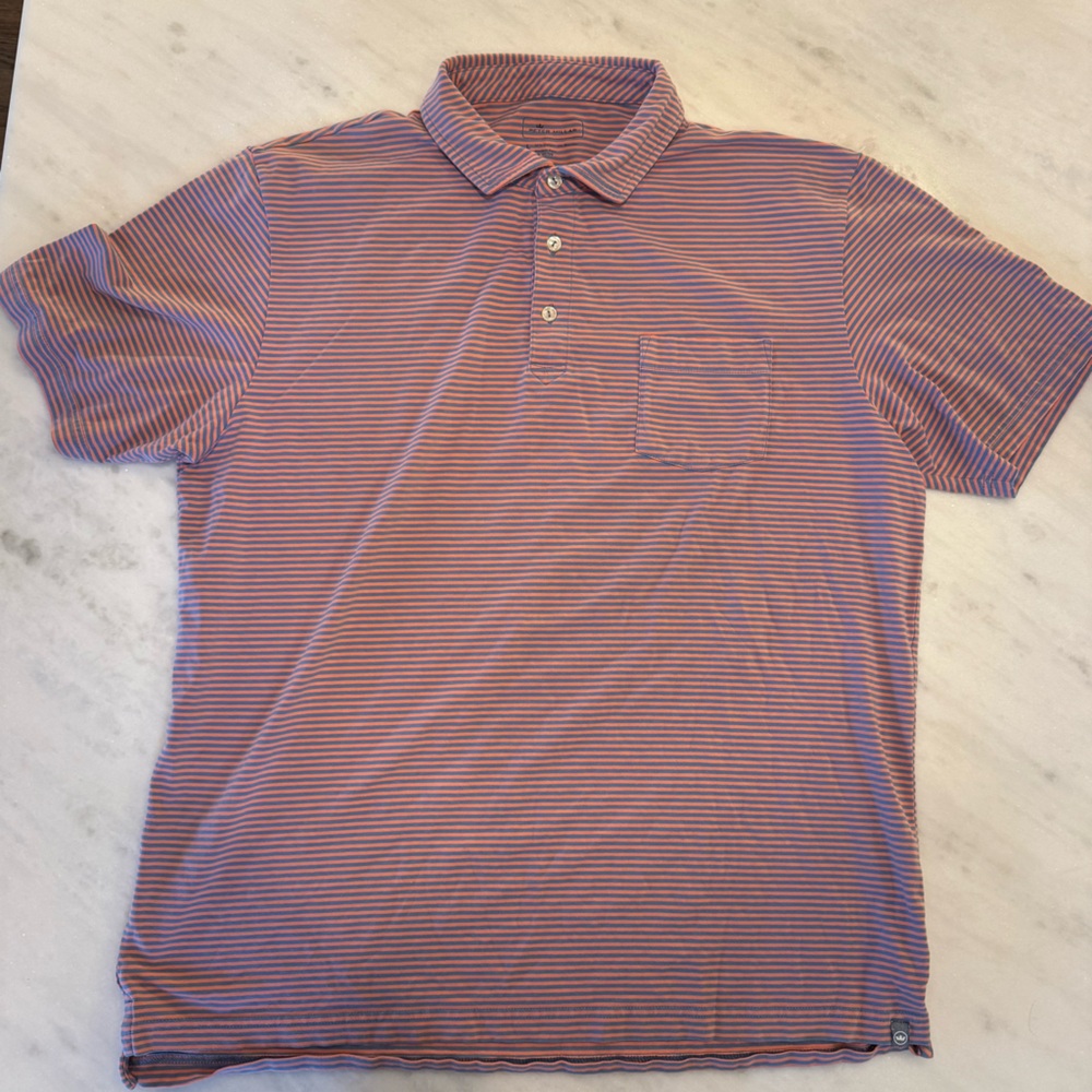 Peter Millar Polo Golf Shirt Men's Large Short Sleeve Stripe - Picture 2 of 7